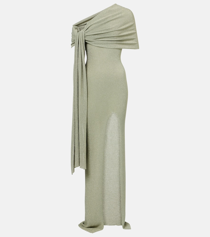 Draped one-shoulder maxi dress