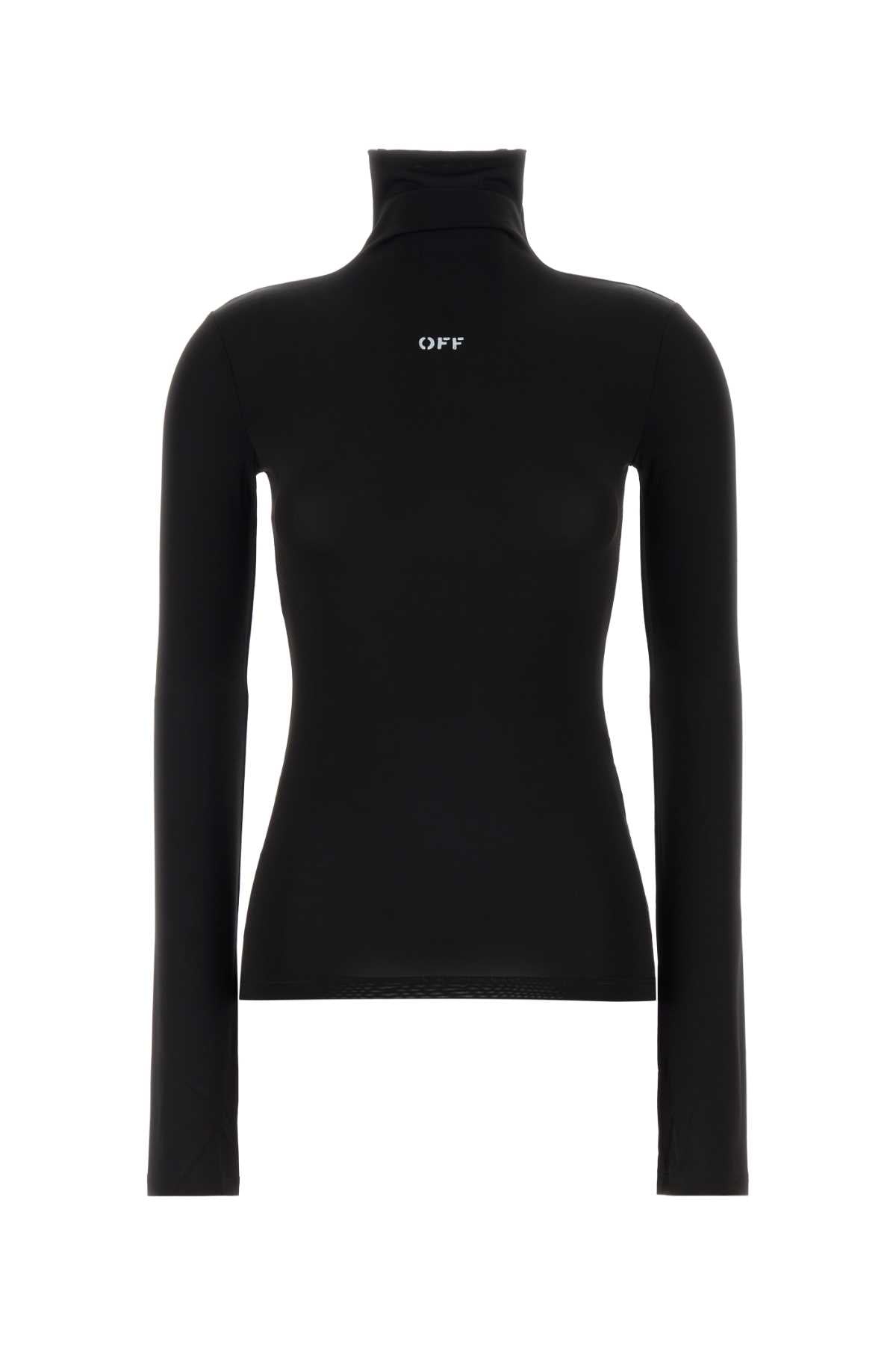 Logo-Embroidered Jersey Turtleneck Sweater — Black