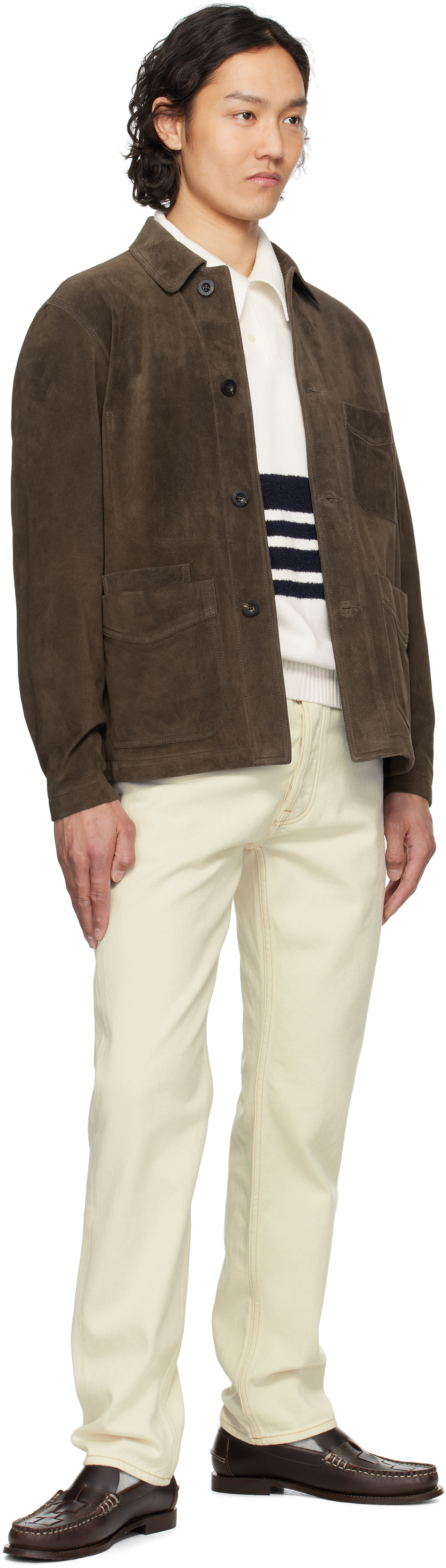Drake's Brown Heavyweight Five-Pocket Suede Chore Jacket