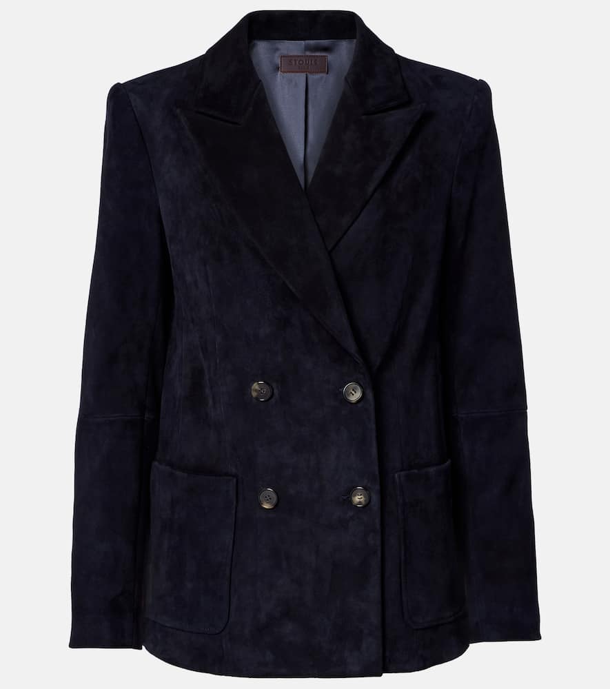 Suede double-breasted blazer