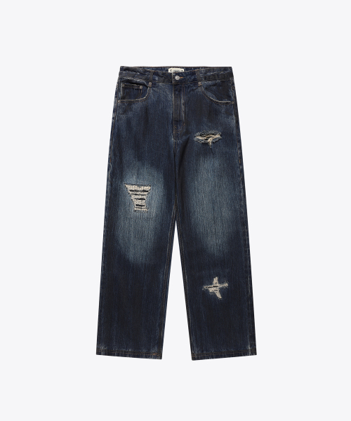 Dirty Faded Straight Denim Pants