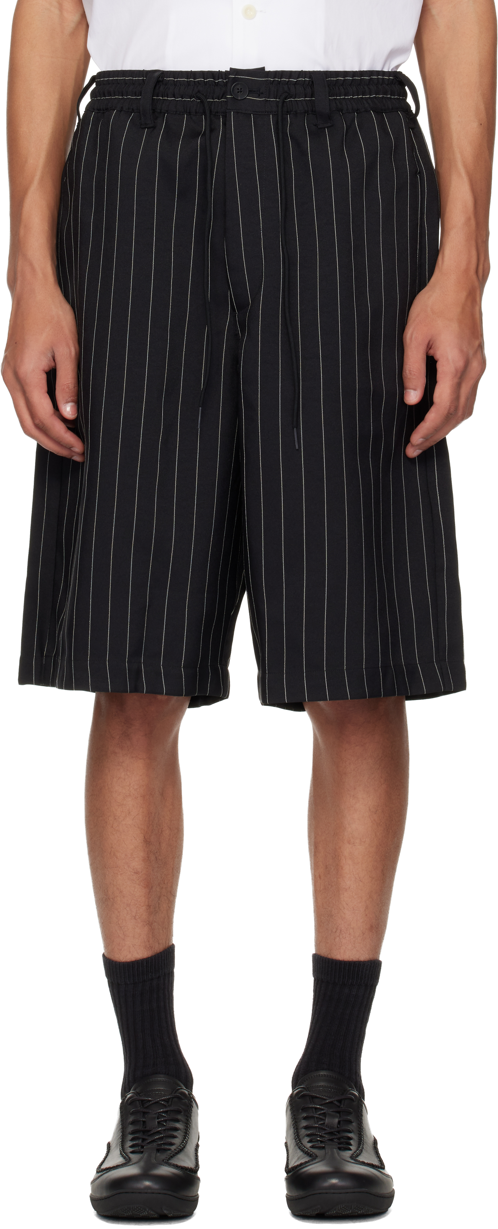 Black Pinstripe Sport Uniform Shorts