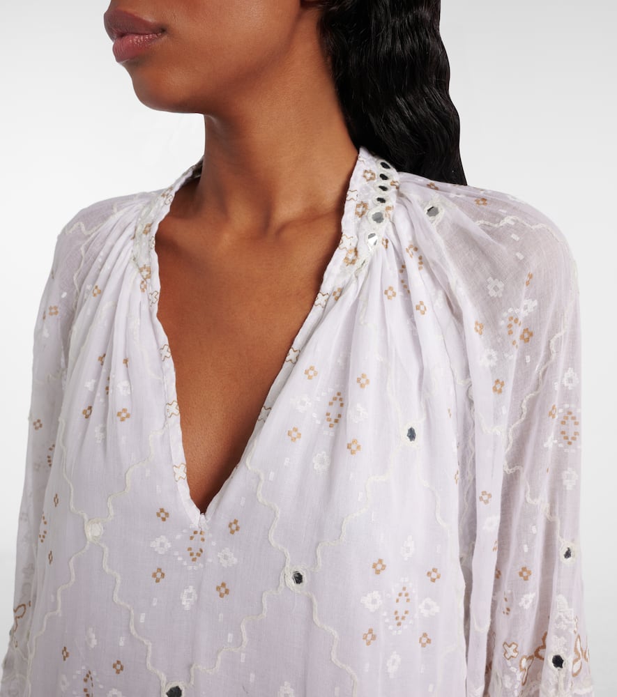 Juliet Dunn Embroidered cotton minidress