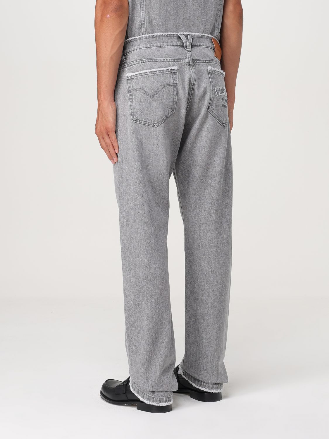 Frayed straight-leg jeans - Grey