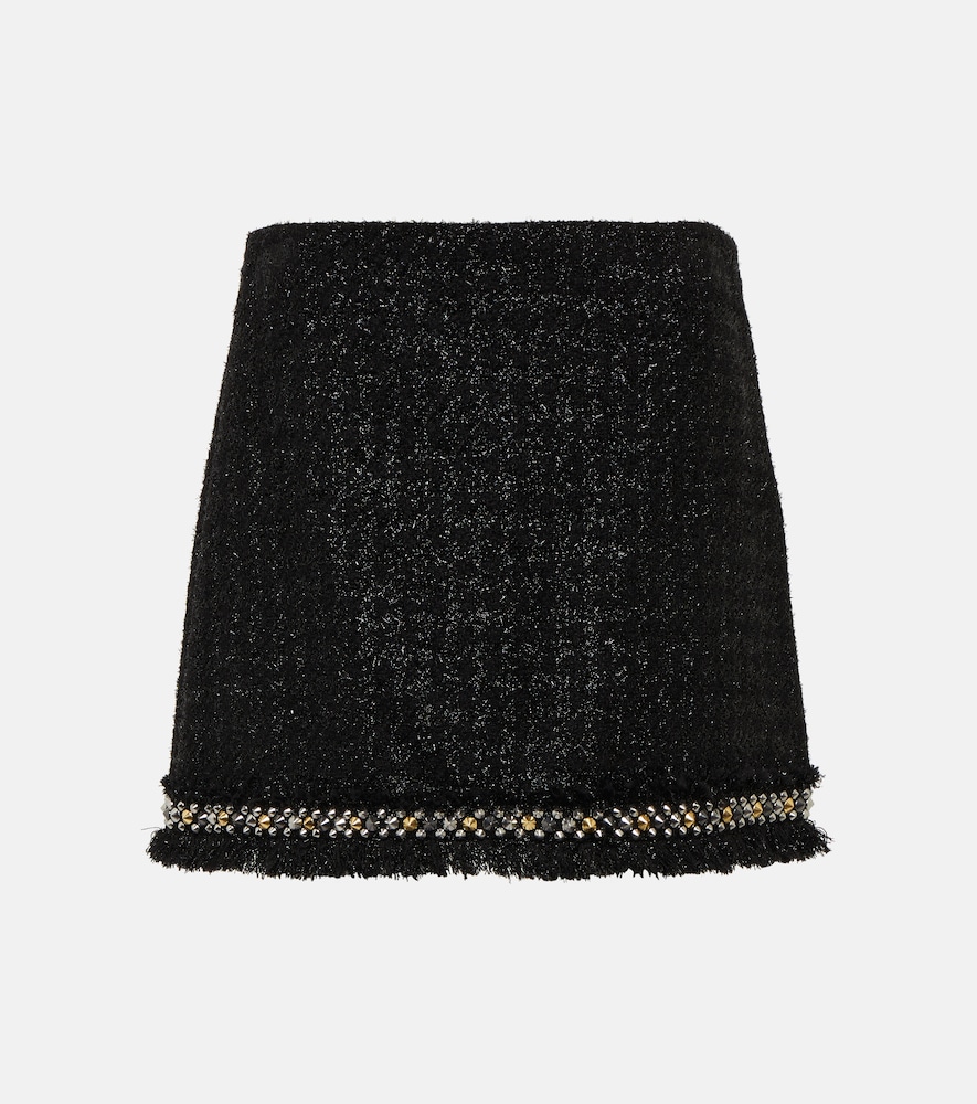 Embellished metallic tweed miniskirt