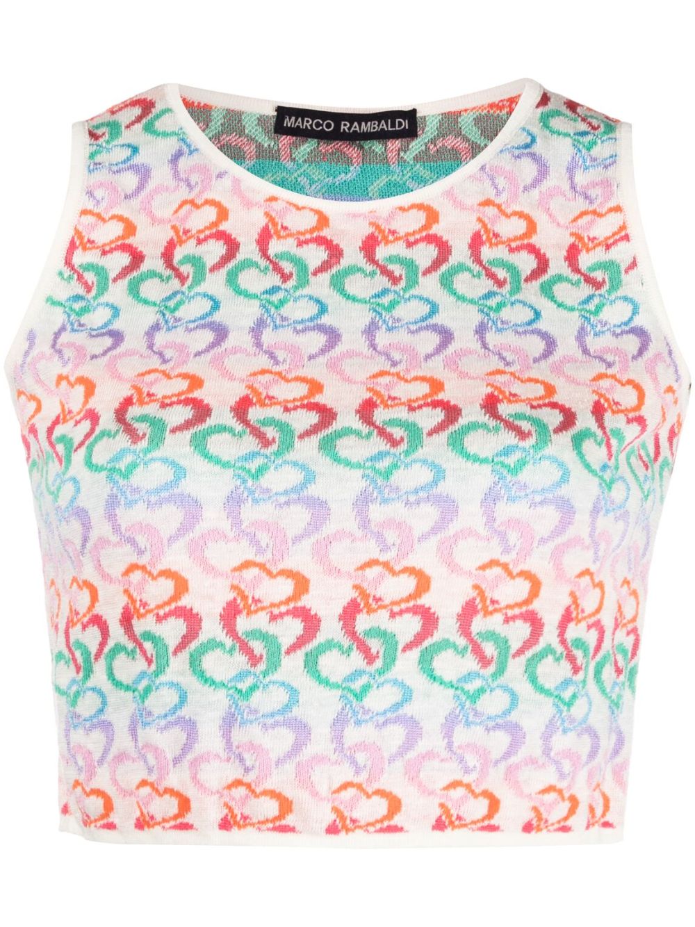Intarsia-knit cropped top - White