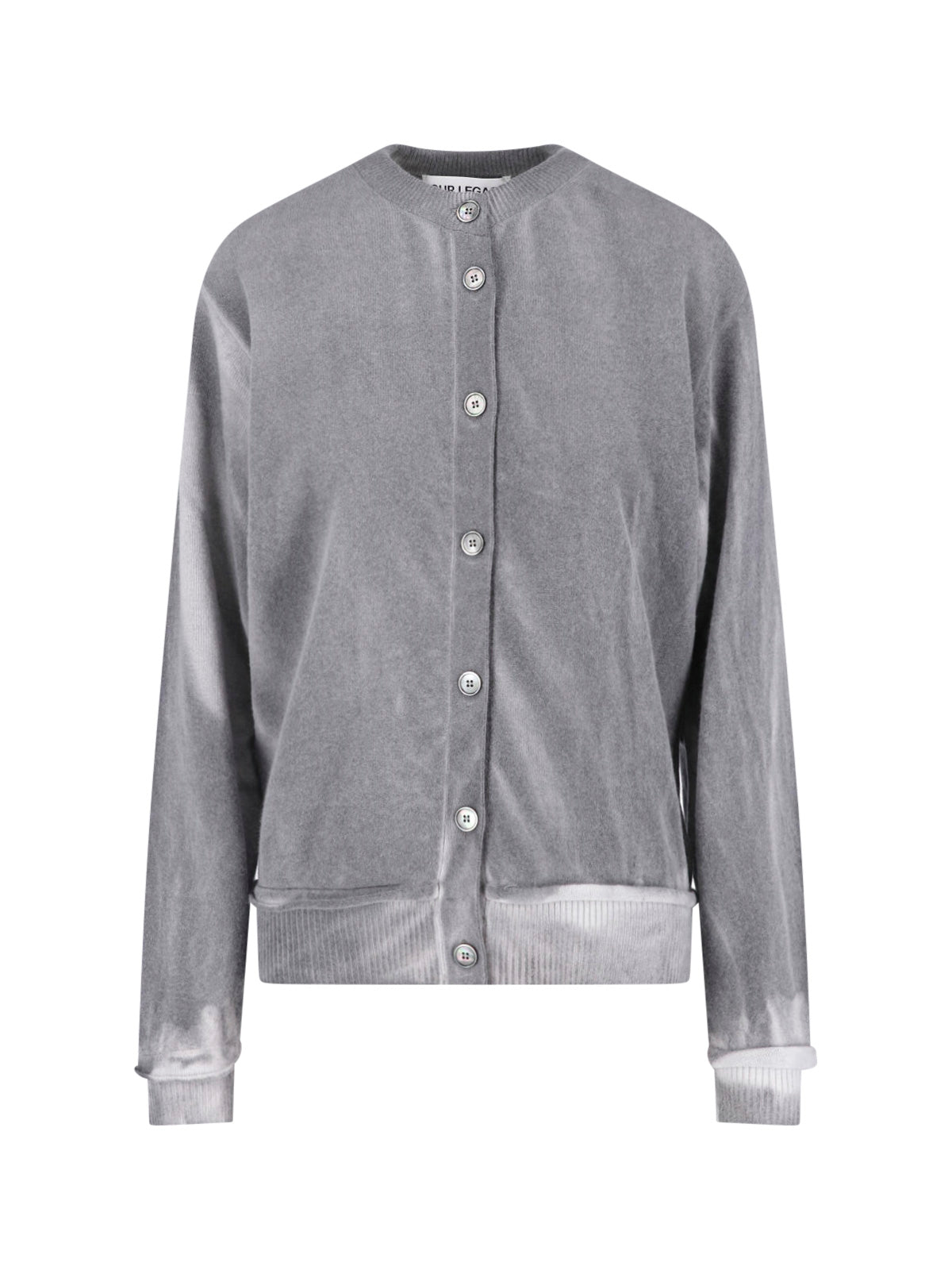 Cherub Spray-Dye Merino Wool Sweatshirt with Smoke Mother-of-Pearl Buttons