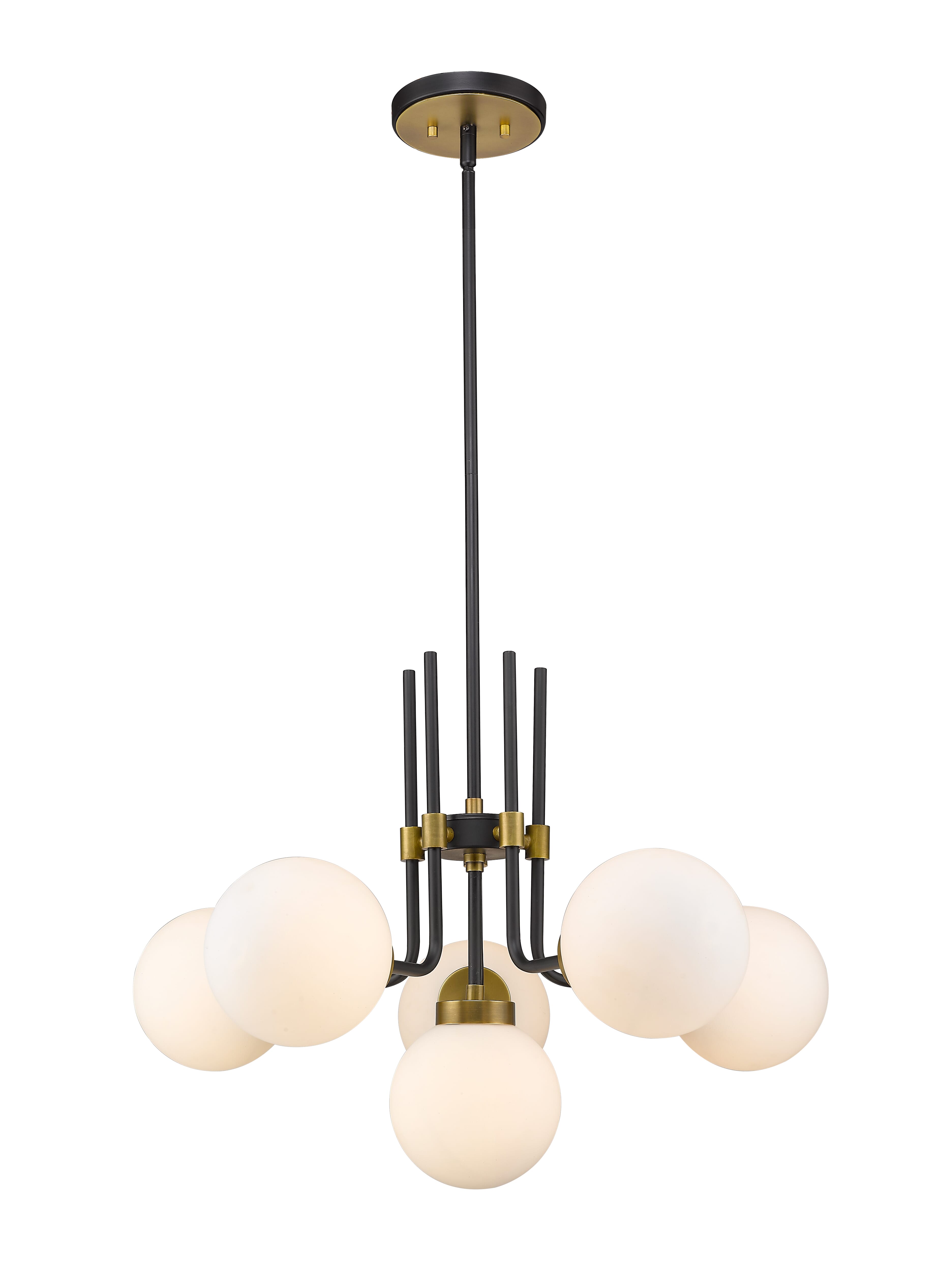 Parsons 6-Light Chandelier In Matte Black With Olde Bra