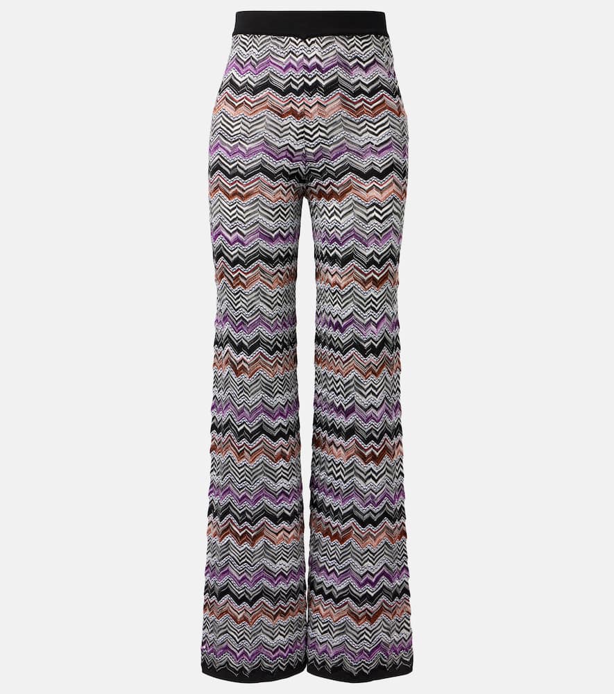 Zigzag knitted wide-leg pants