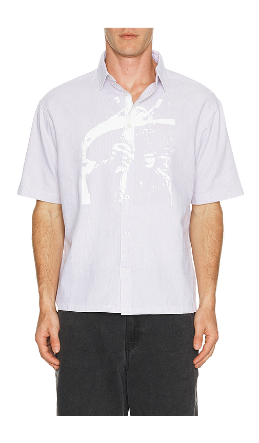 FORMER Vivian Boxy Stripe Shirt in Grey. XL/1X also in S