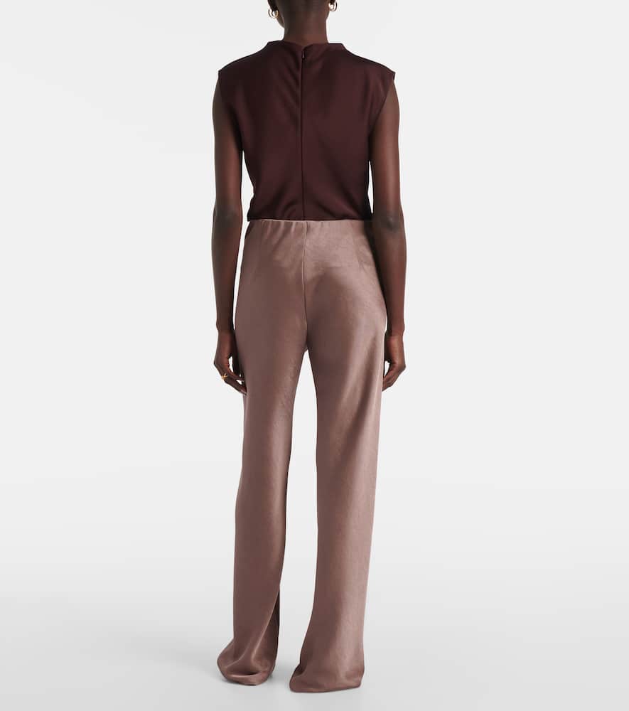 High-rise satin straight pants