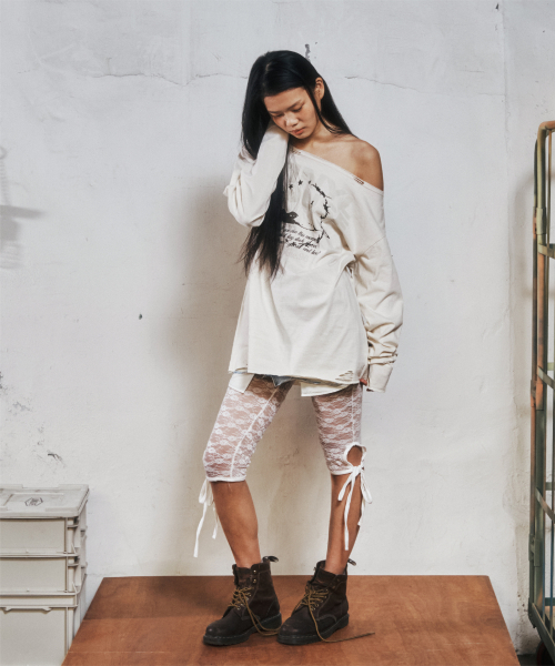 RAW CUT OVER LS TEE CREAM