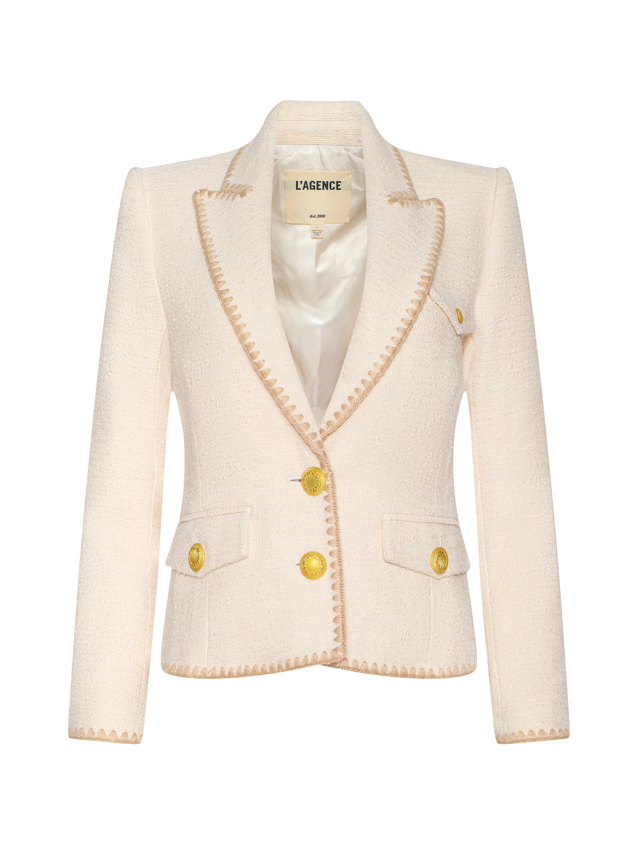 Wylla Tweed Blazer In Ecru/biscuit