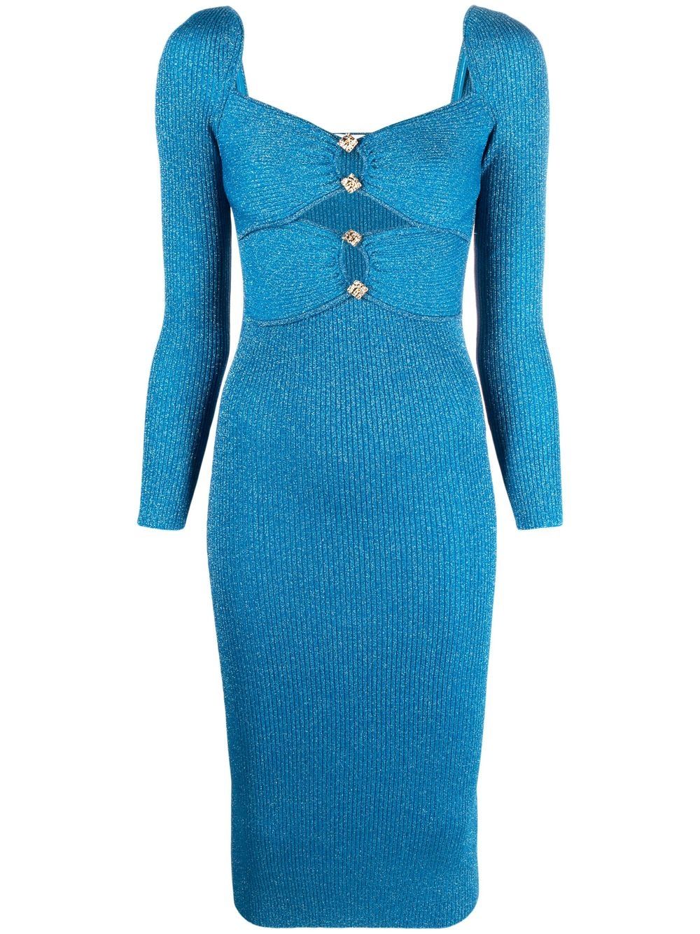 Cut-out detail ribbed dress - Blue