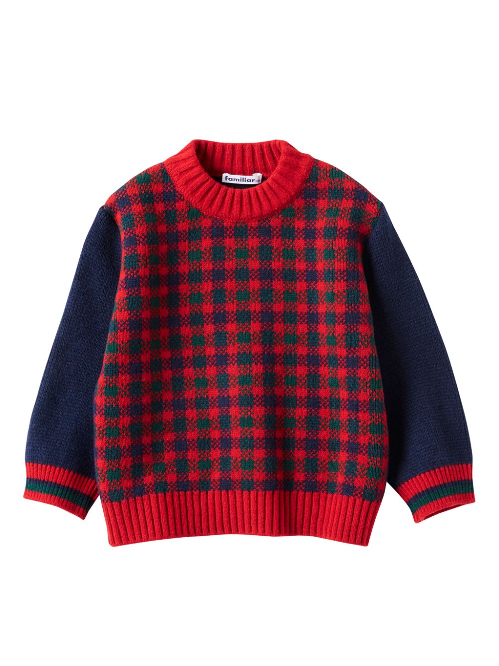 Check-pattern wool-blend jumper - Red
