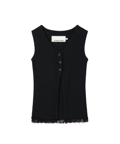 BUTTON KNIT VEST BLACK