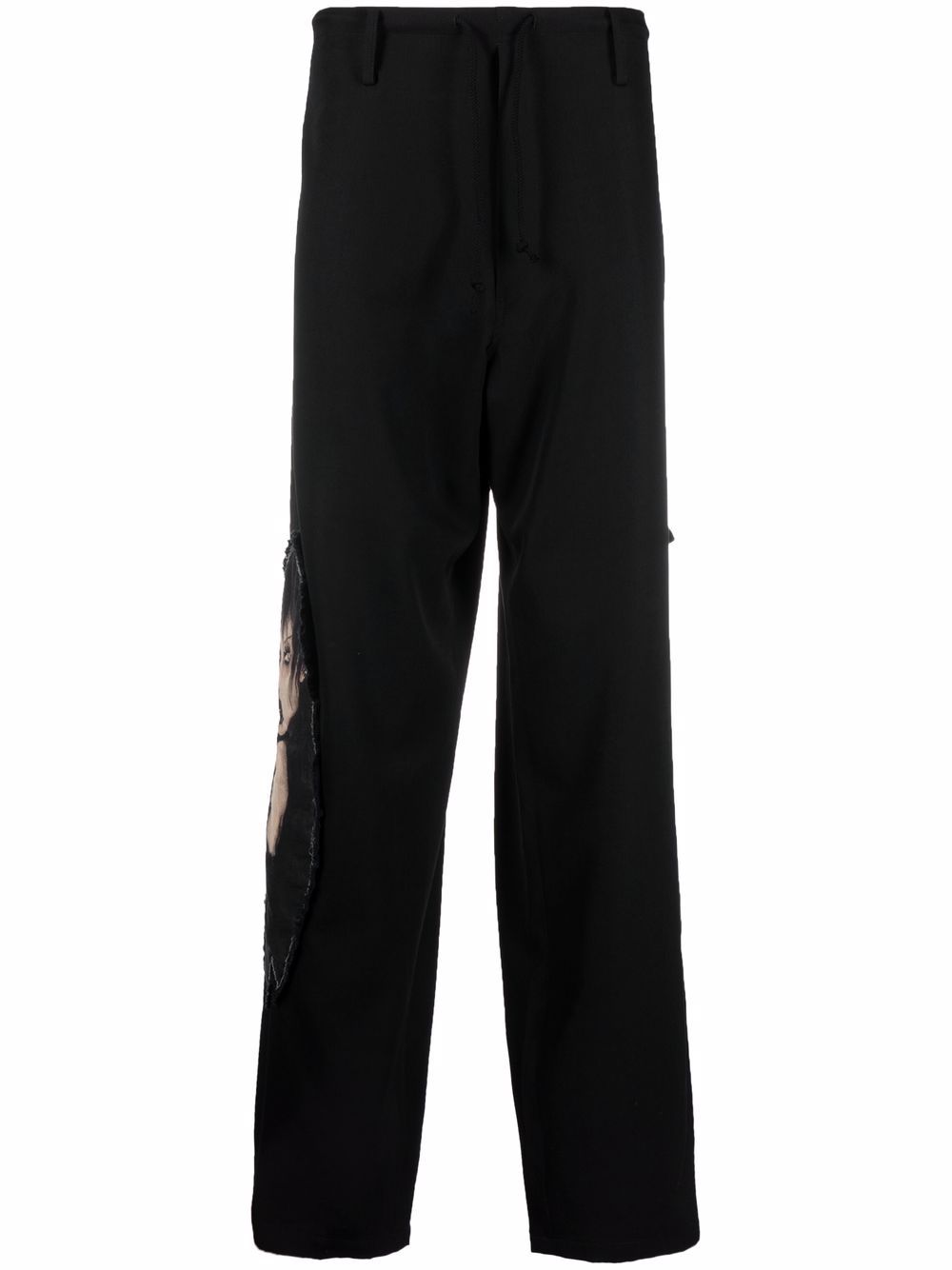 Drawstring straight-leg trousers - Black