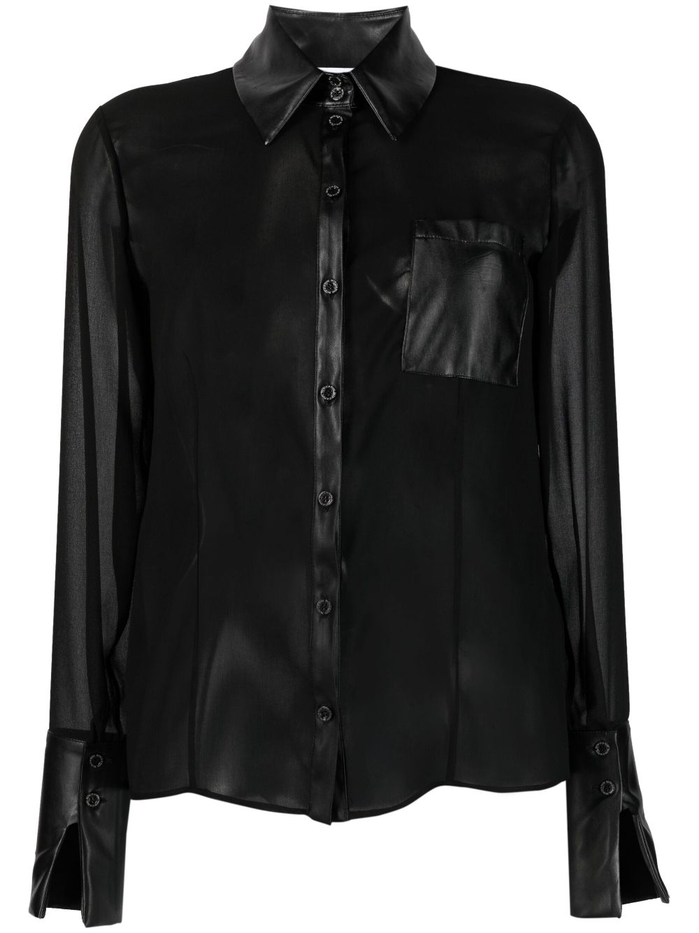 Semi-sheer panelled crepe shirt - Black