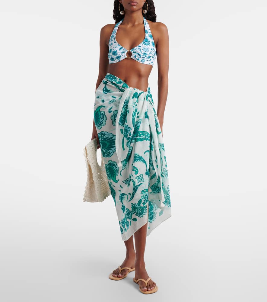 Kos paisley cotton and silk beach cover-up