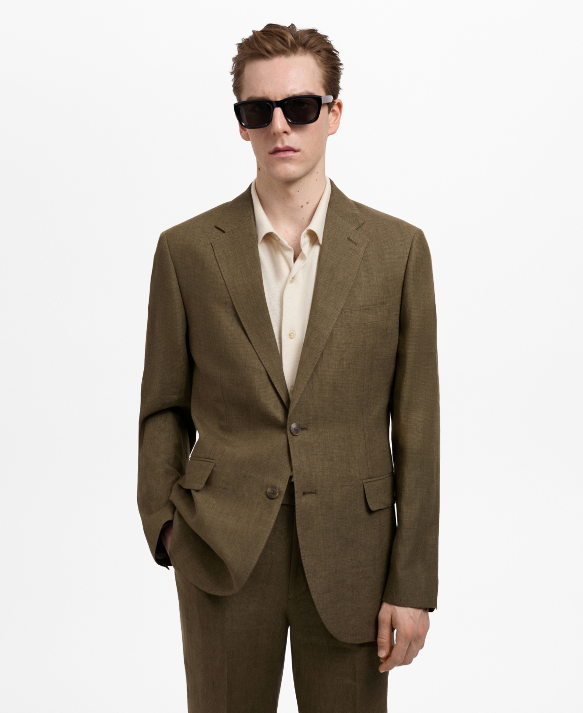 Men's Linen Slim-Fit Amalfi Suit Blazer - Khaki
