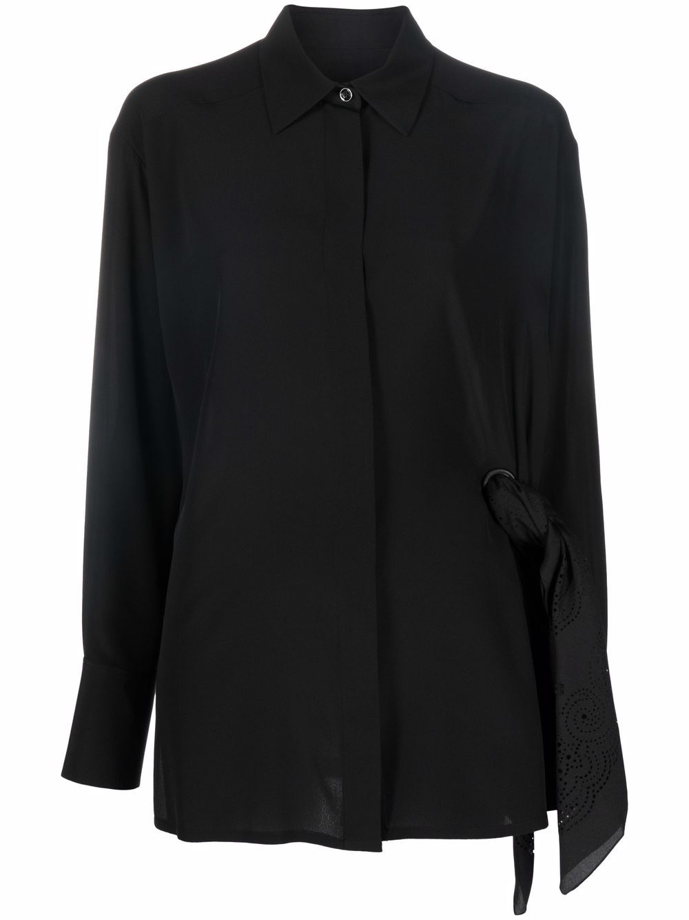 Scarf-detail silk skirt - Black