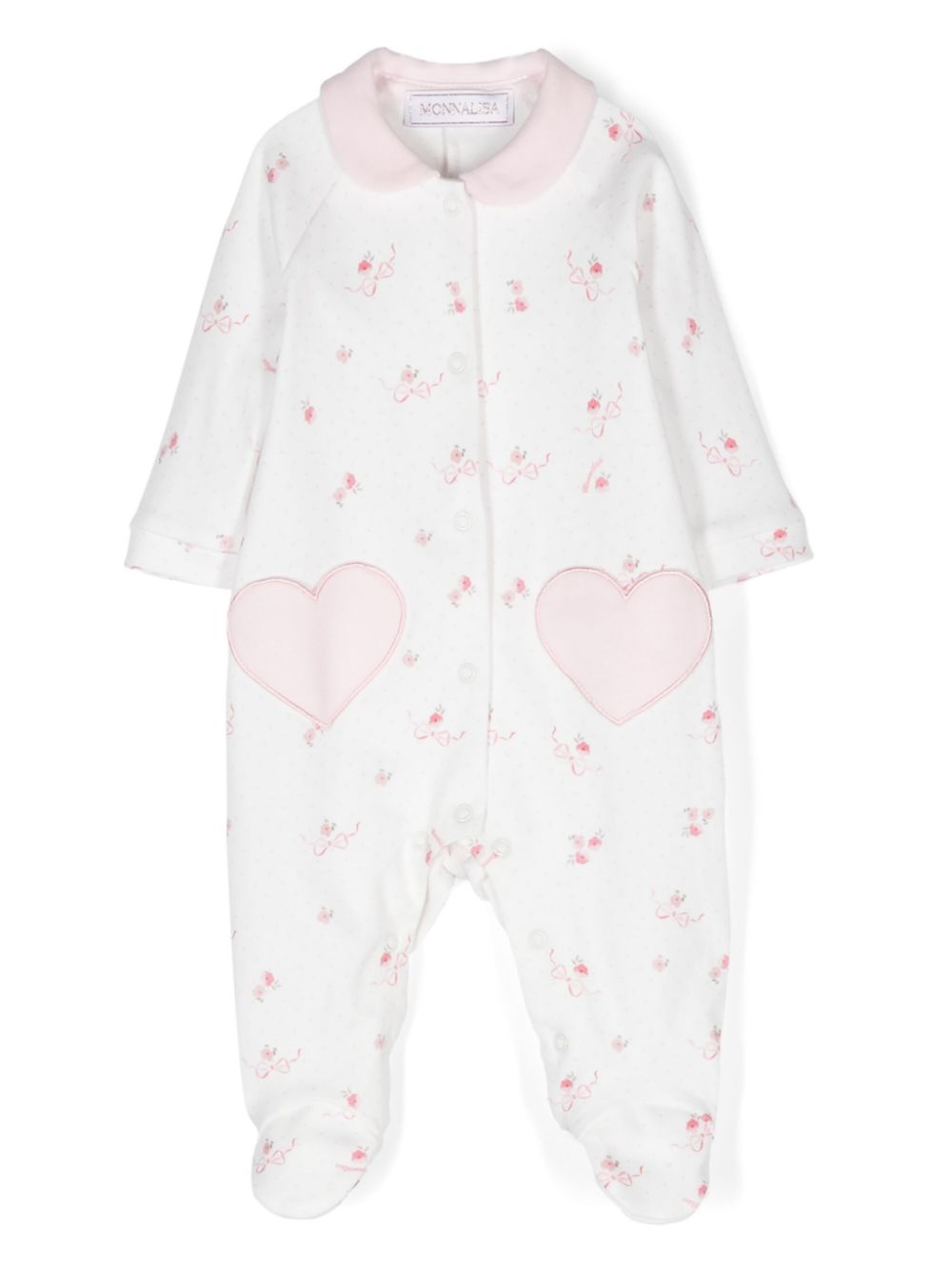 Heart-patch cotton pyjamas - White