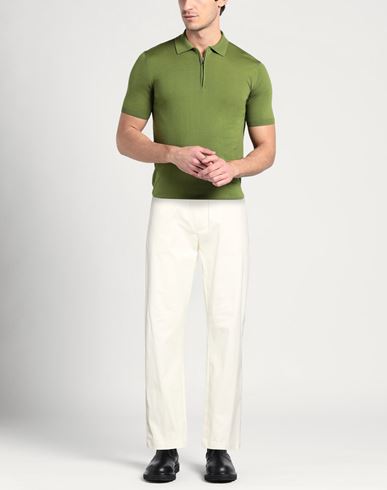 Man Pants Ivory Size L Cotton, Elastane