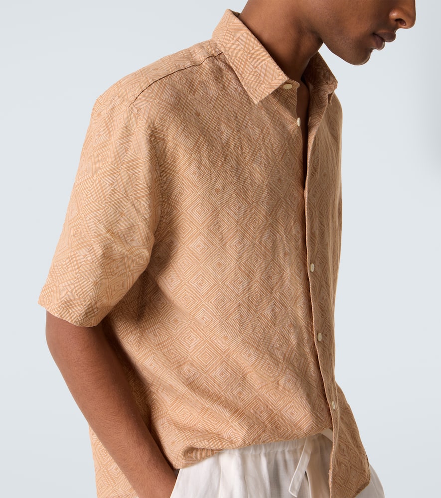 Castro printed linen bowling shirt