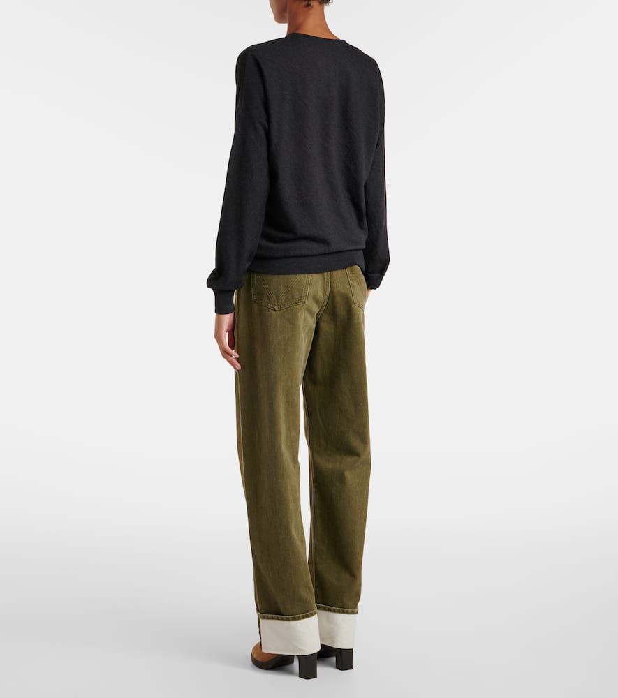 Ribbed-knit wool and silk sweater