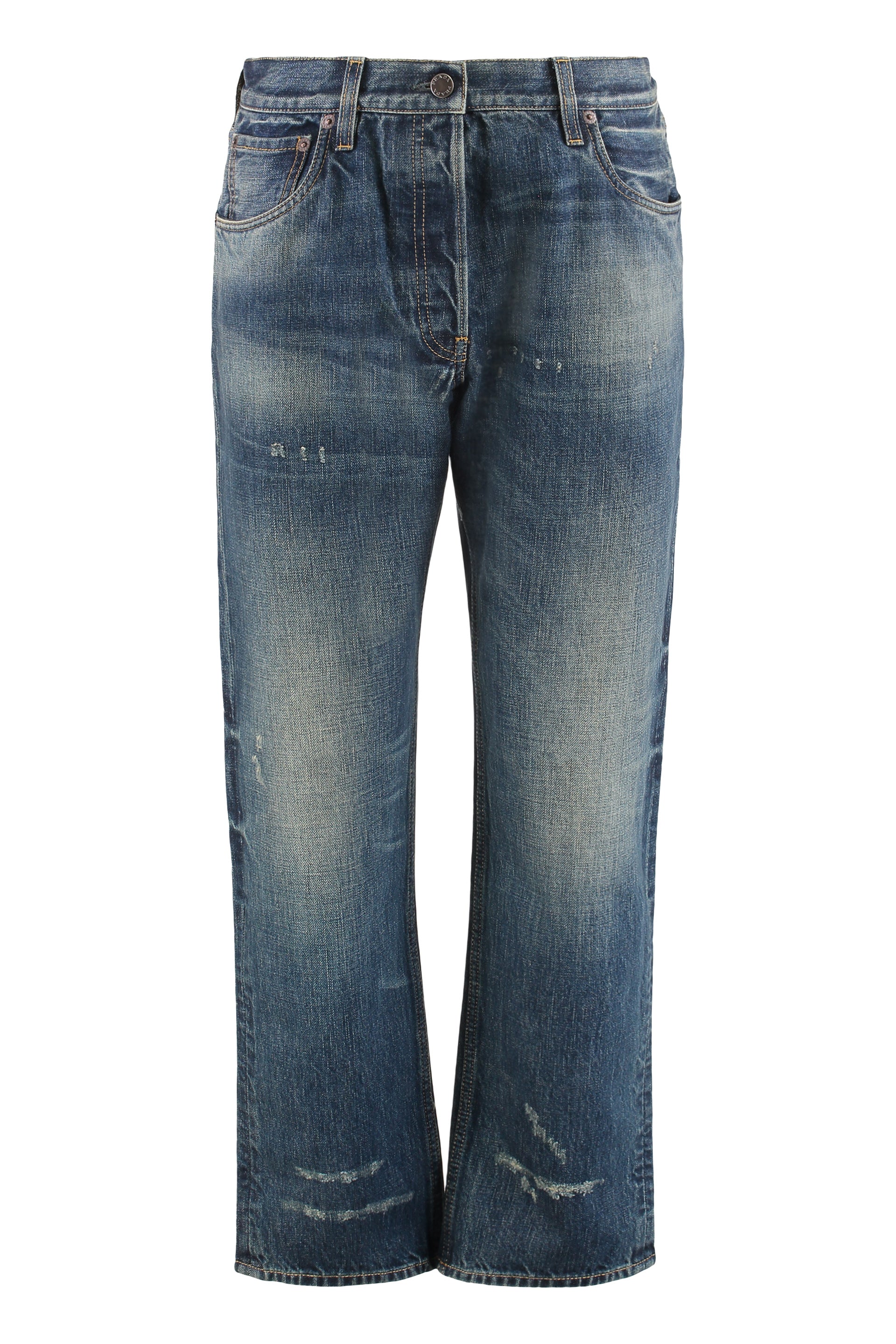Practical Five-Pocket Jeans in Washed Denim