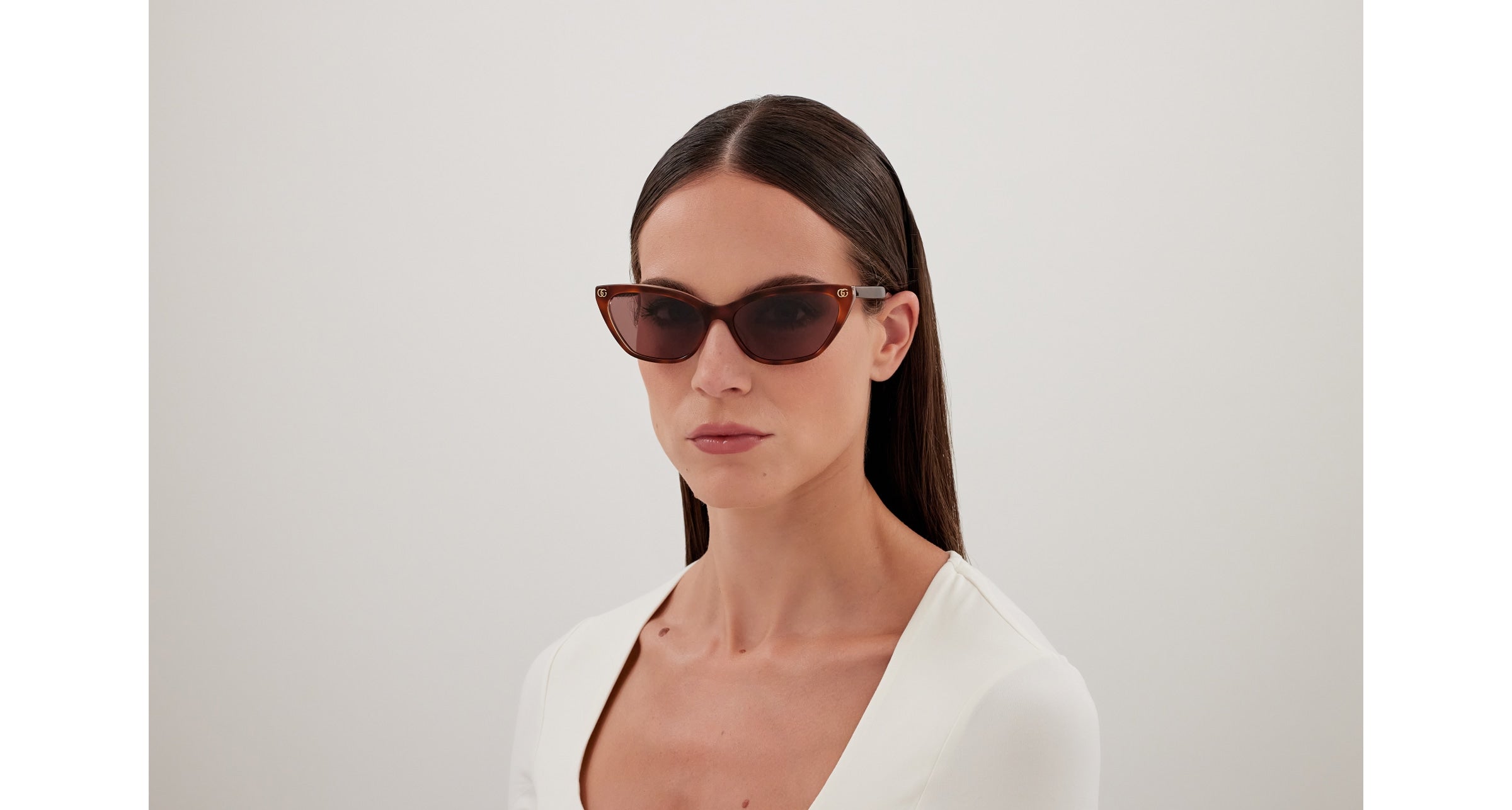 Gucci Woman Gucci GG1815S 004 Sunglasses Acetate Havana Violet Cat Eye