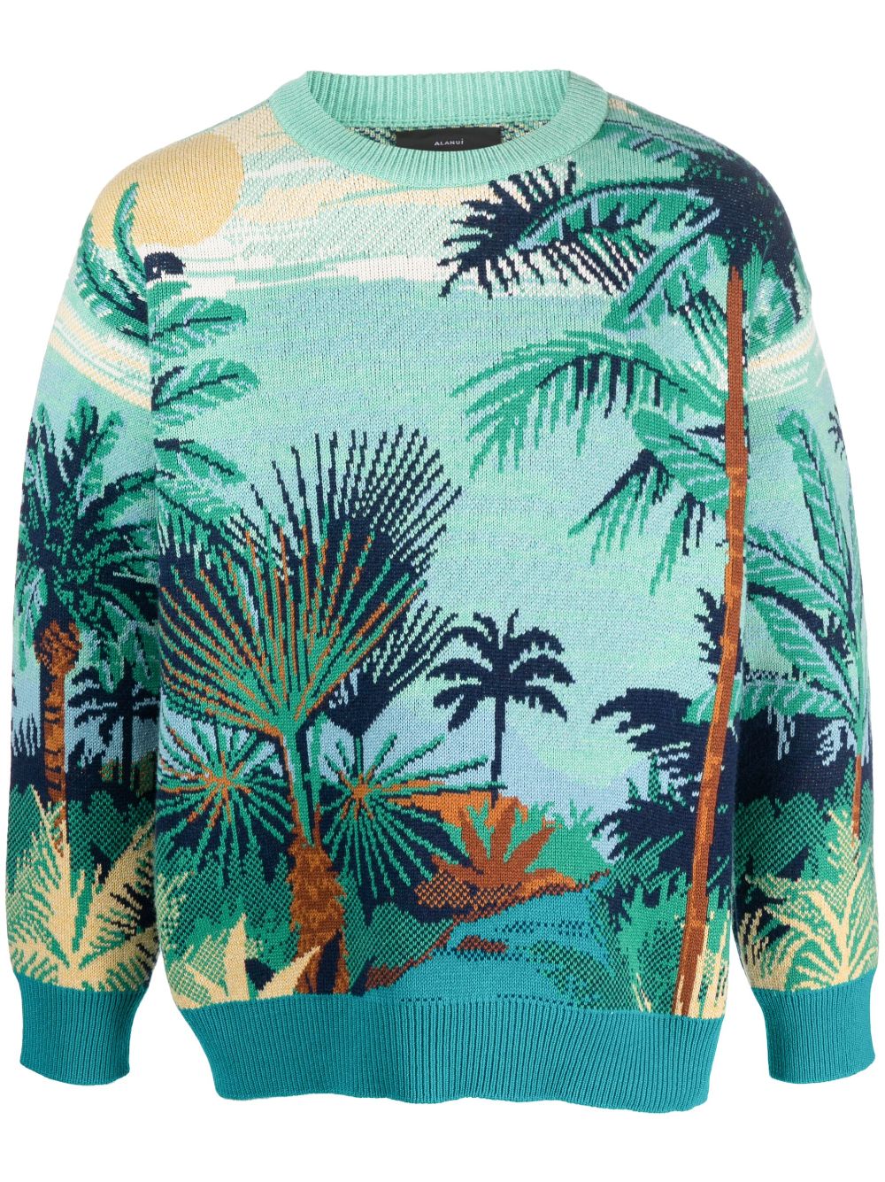 Palm tree-print jumper - Blue