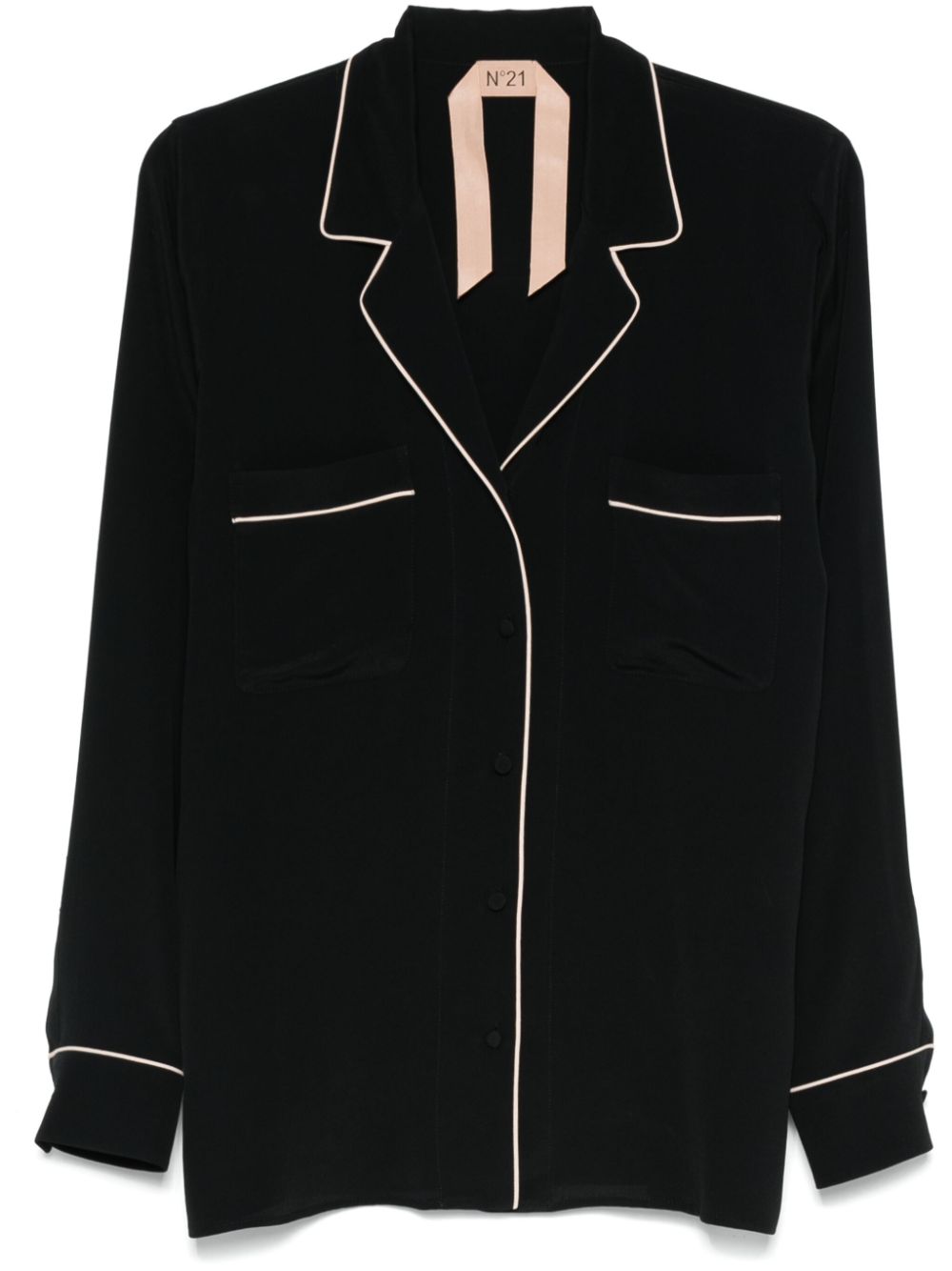 Piped trim-detail shirt - Black