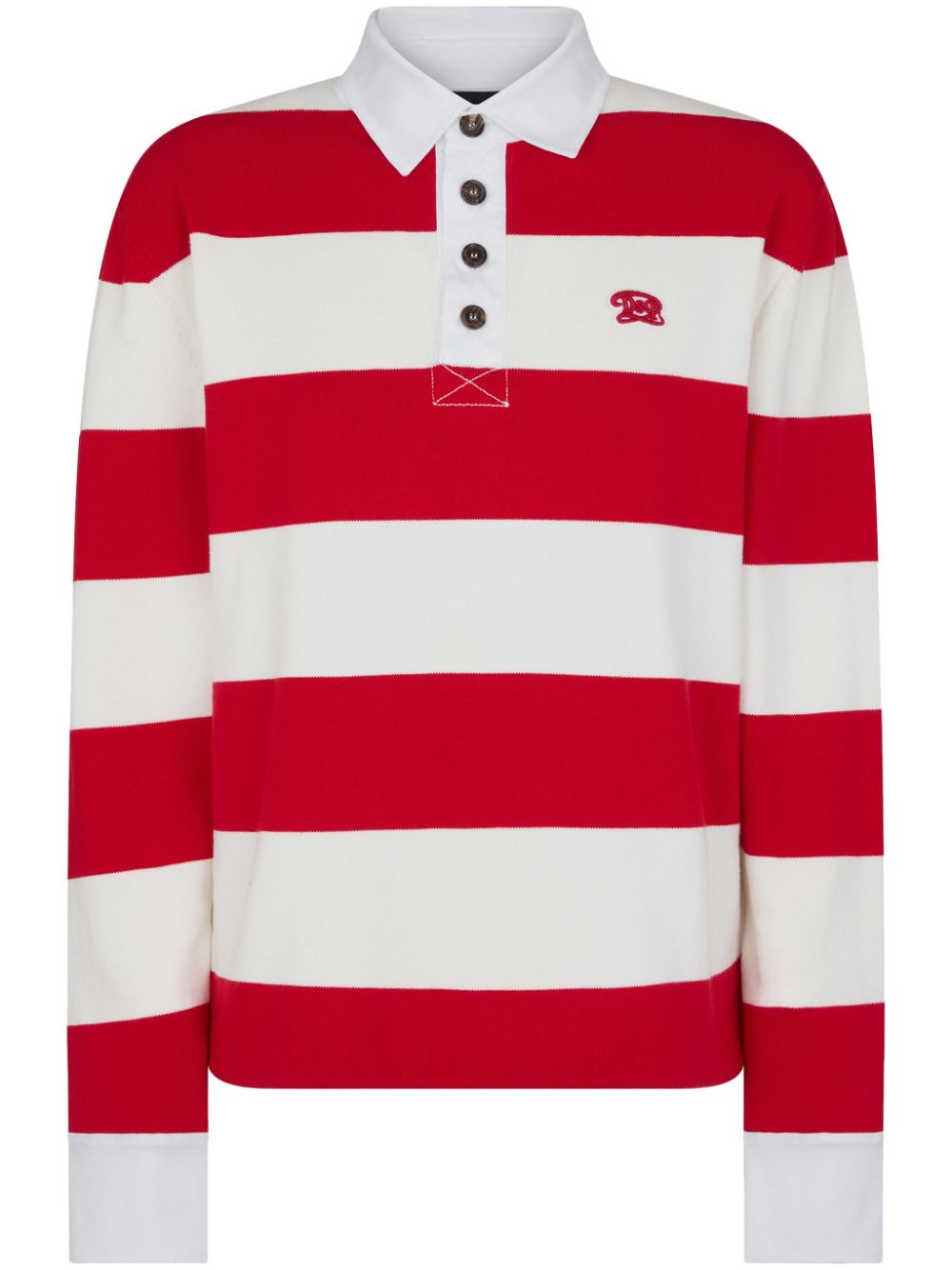 Striped cotton rugby polo shirt - White