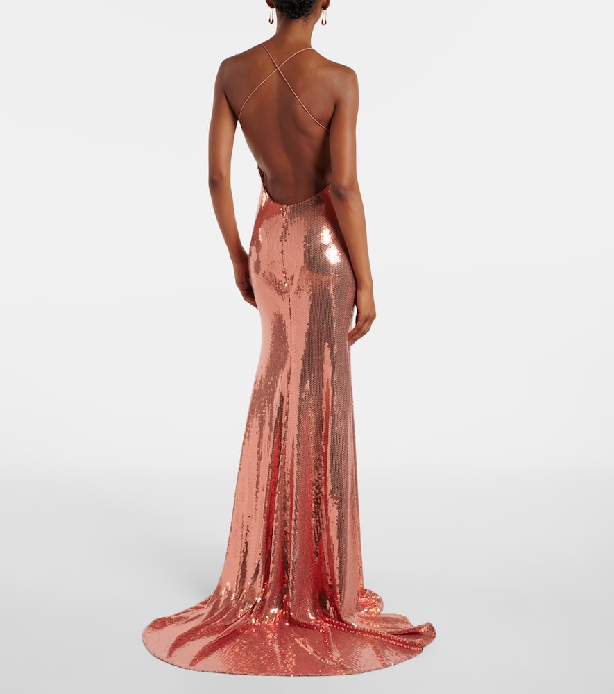 Open-back sequined gown