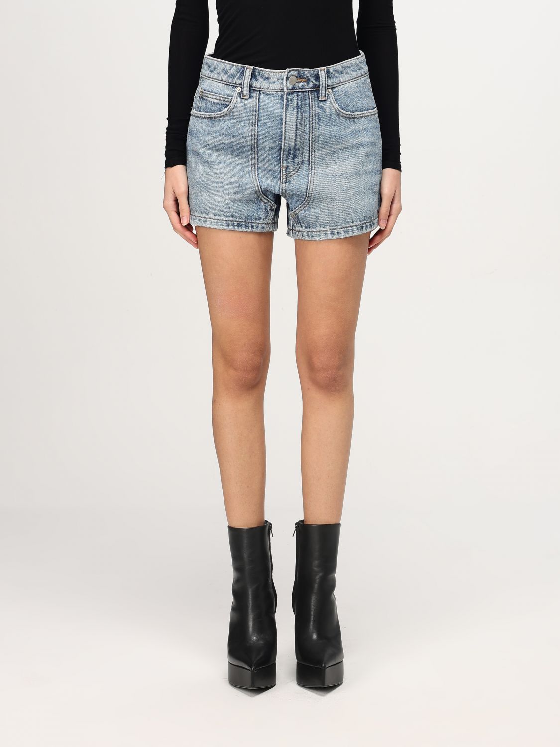 Crystal-pattern high-waisted shorts - Blue