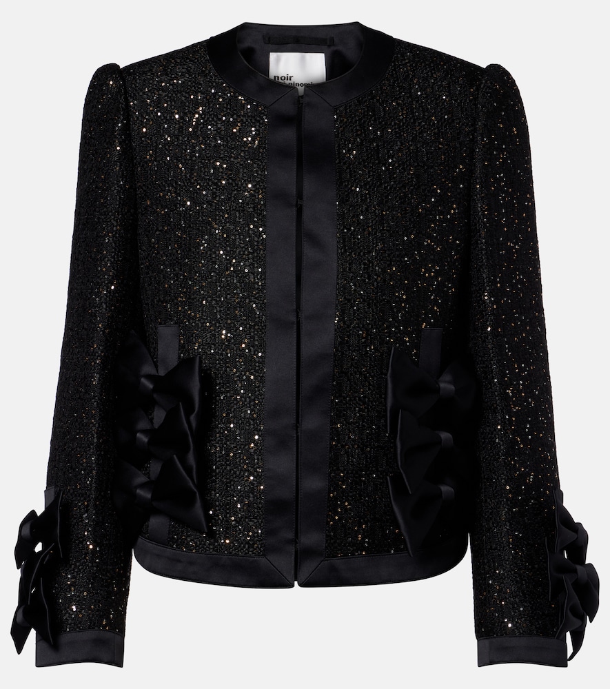 Satin-trimmed sequined jacket