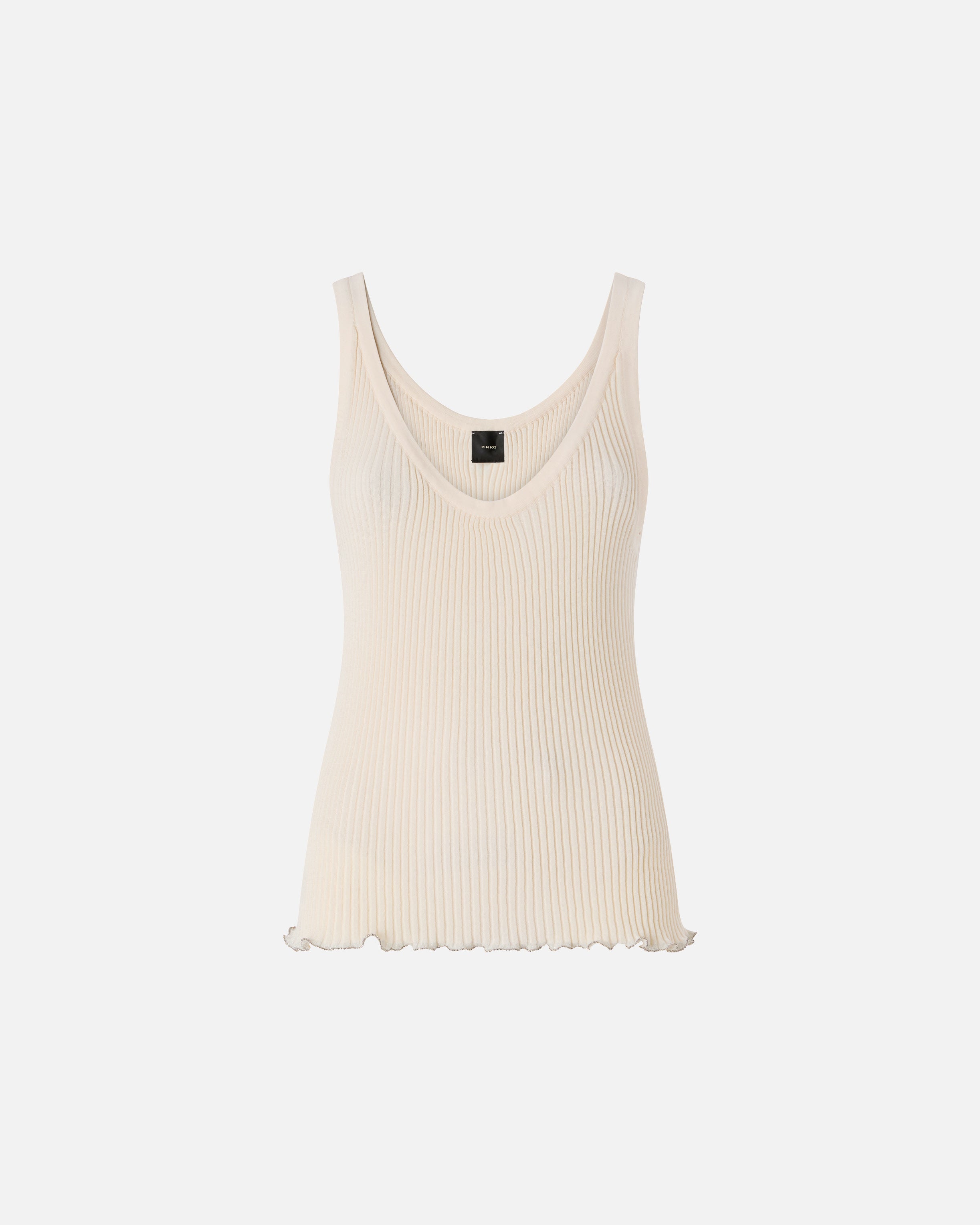Ribbed vest top with logo - XS
