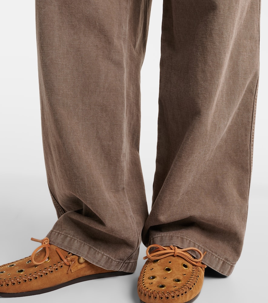 Nadine cotton and linen wide-leg pants