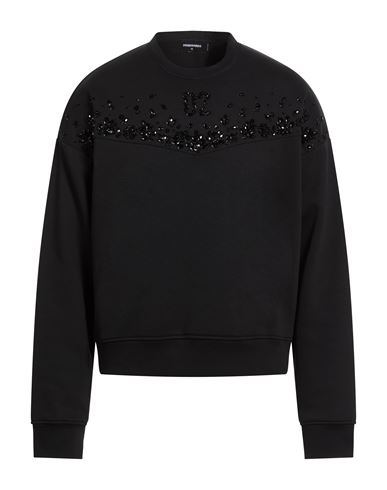 Man Sweatshirt Black Size M Cotton, Polyester