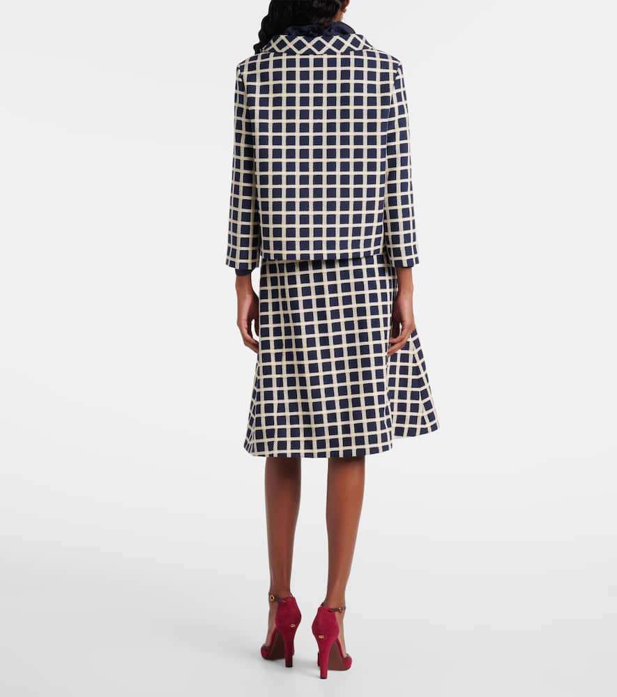 Checked wool and cotton-blend jacket
