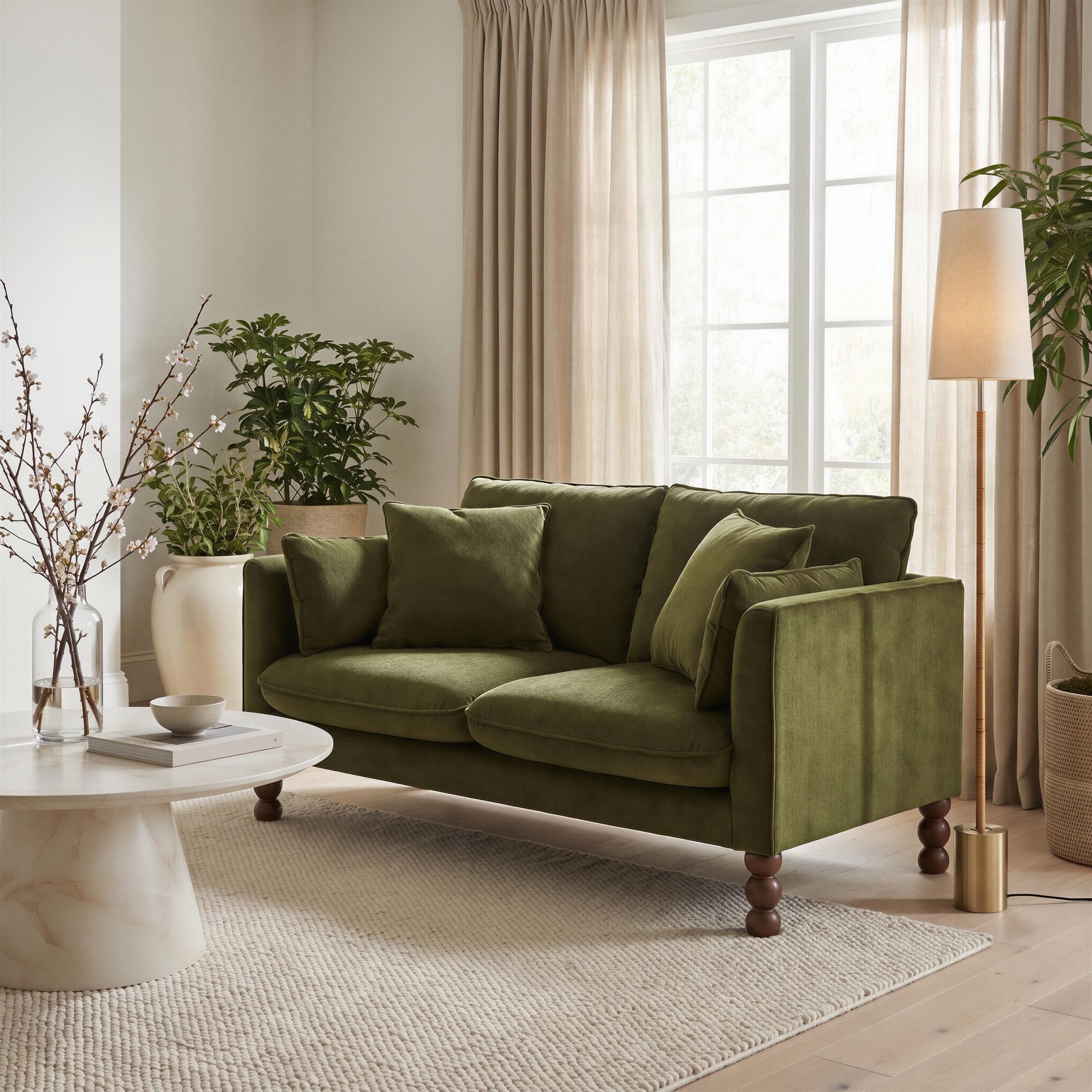 Furnitureboxuk Monroe Chenille Fabric 2 Seater Sofa In Green