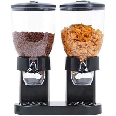 Double/Triple Food Dispenser - 2/3 Cup Cereal Storage Easy To Use Dry Food Dispenser Perfect As A Candy, Nuts, Rice, Granola, Cereal Dispenser & More