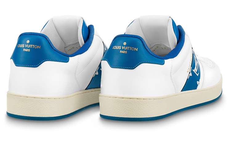 Rivoli Sneakers 'White with Blue Side Monogram Band'