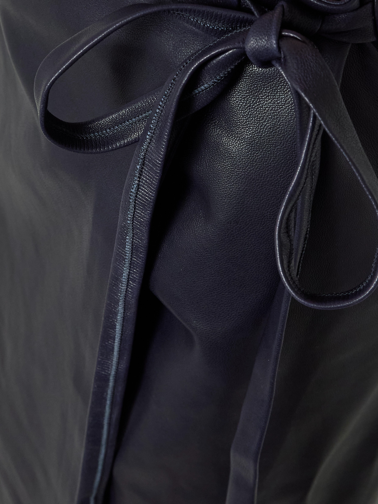 Paneled Leather Maxi Wrap Skirt - Blue