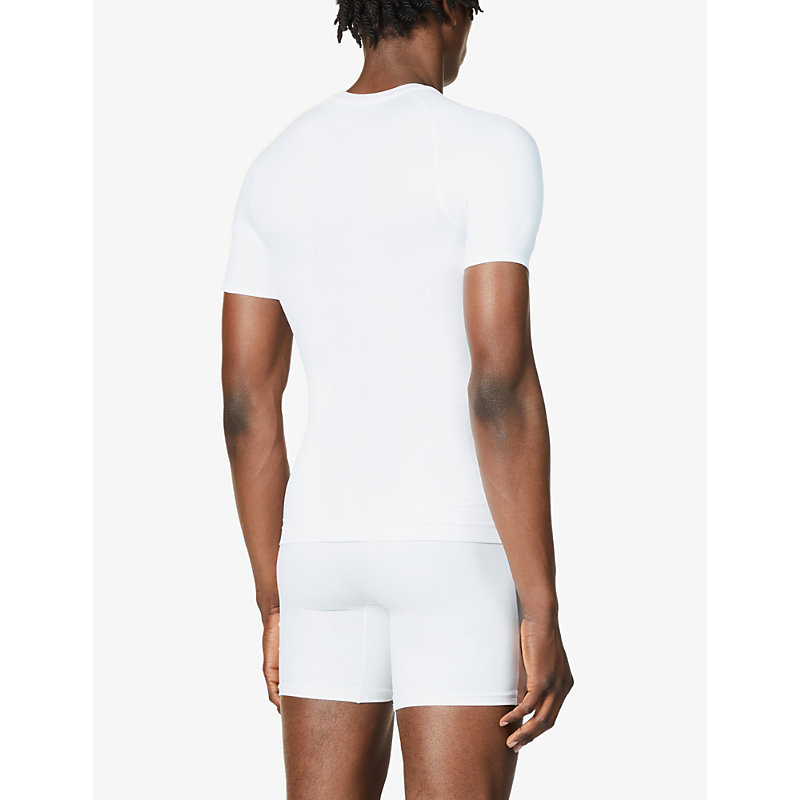 Mens White Ultra-Sculpt Seamless V-neck Stretch-jersey T-shirt 