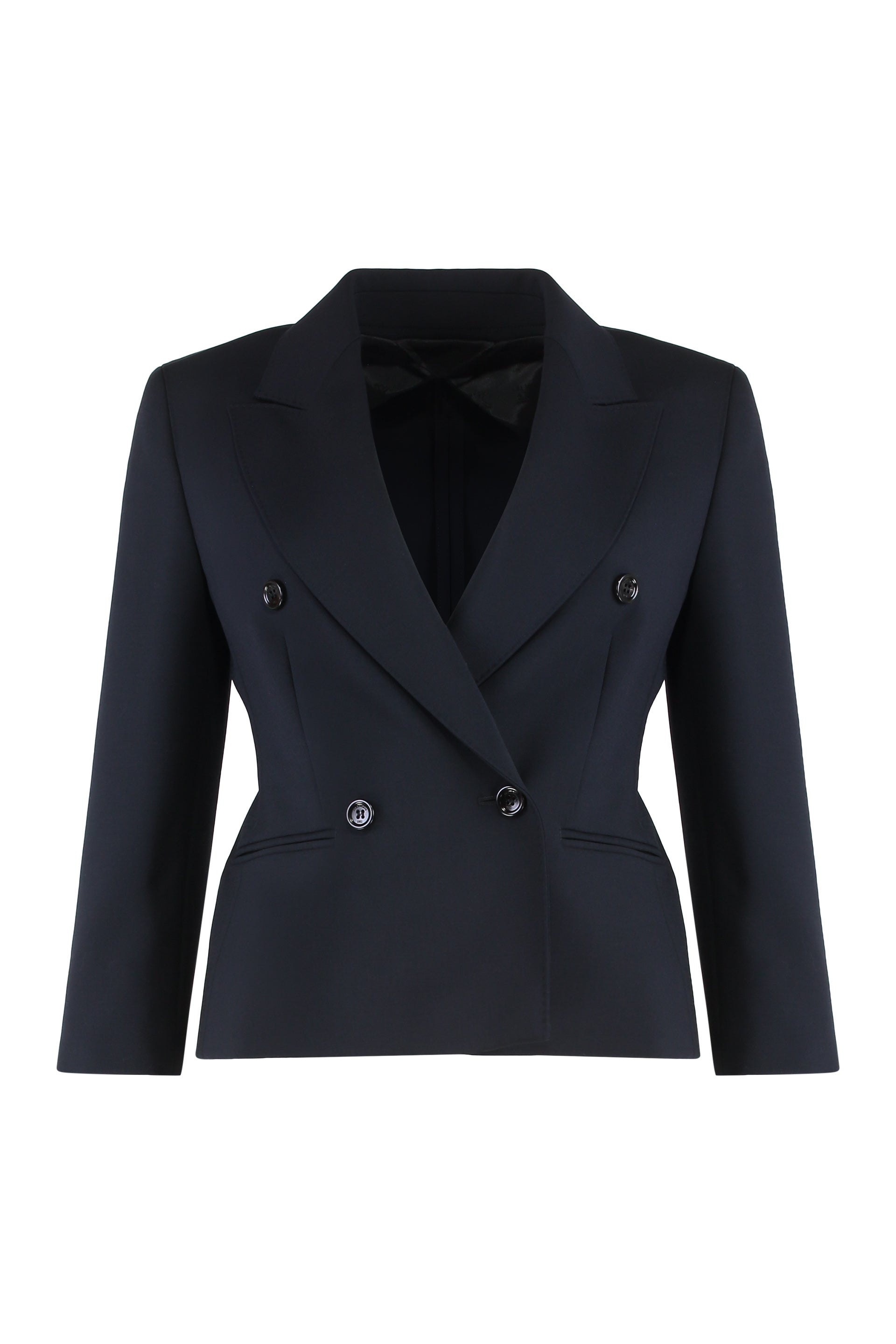 Double-Breasted Wool Blazer — Blue