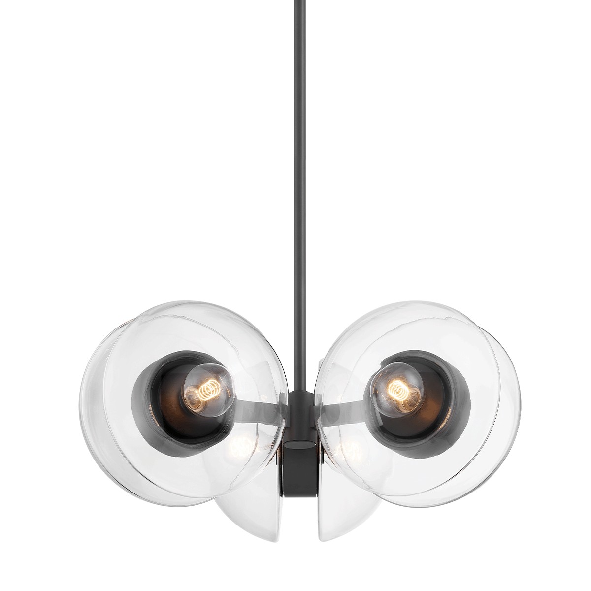 Black Brass Six Light Chandelier from the Kert Collection