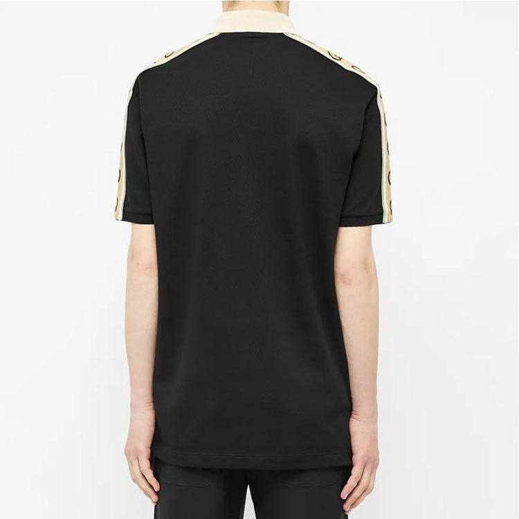 Interlock Double G Stripe Polo Shirt Black