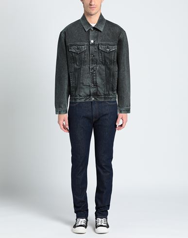Man Denim outerwear Black Size L Cotton